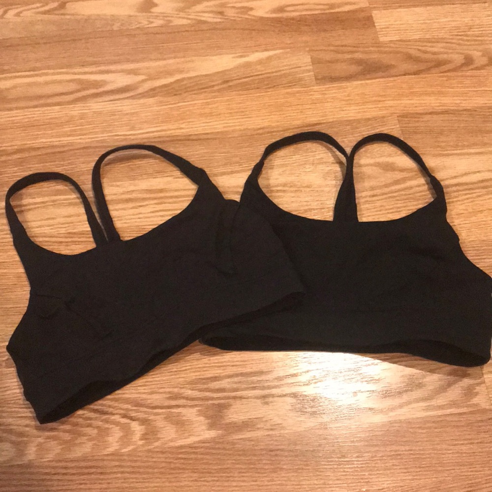 Two black lululemon times train bra size 6